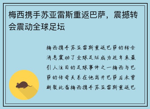 梅西携手苏亚雷斯重返巴萨，震撼转会震动全球足坛